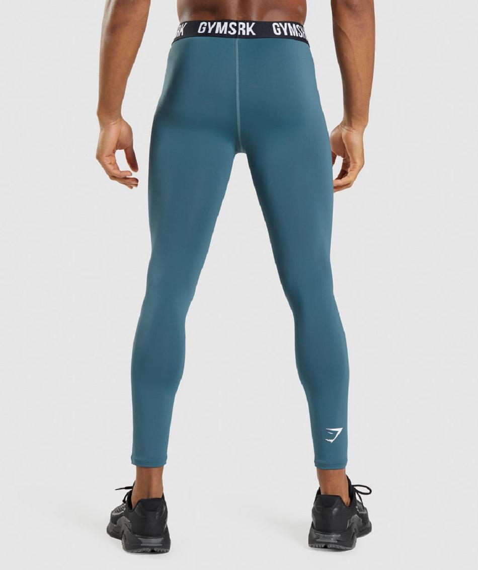 Legginsy Męskie Gymshark Element Baselayer Turkusowe | PL 4090XYU